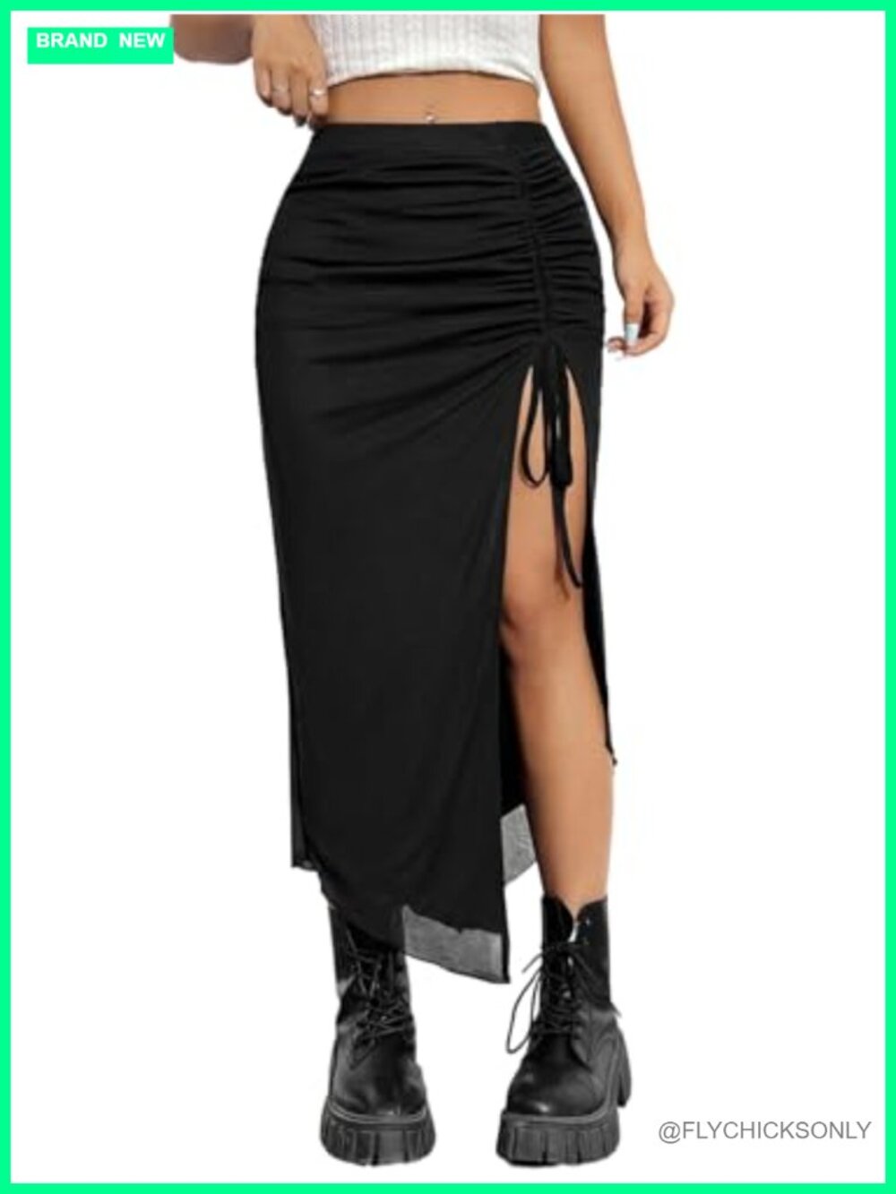 Women's High Slit Mesh Asymmetrical High Waisted Long Skirt